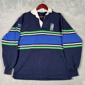 Vintage Rugby World Cup Shirt Mens XL (Fits L) Blue Barbarian Australia *FLAW